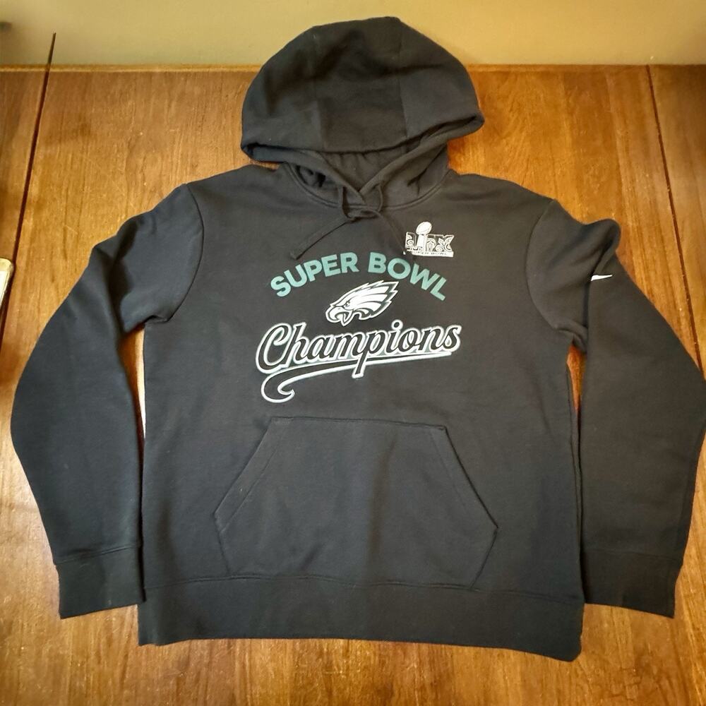 Nike Eagles Super Bowl LIX Champions Hoodie Adult Medium Black Pullover NFL